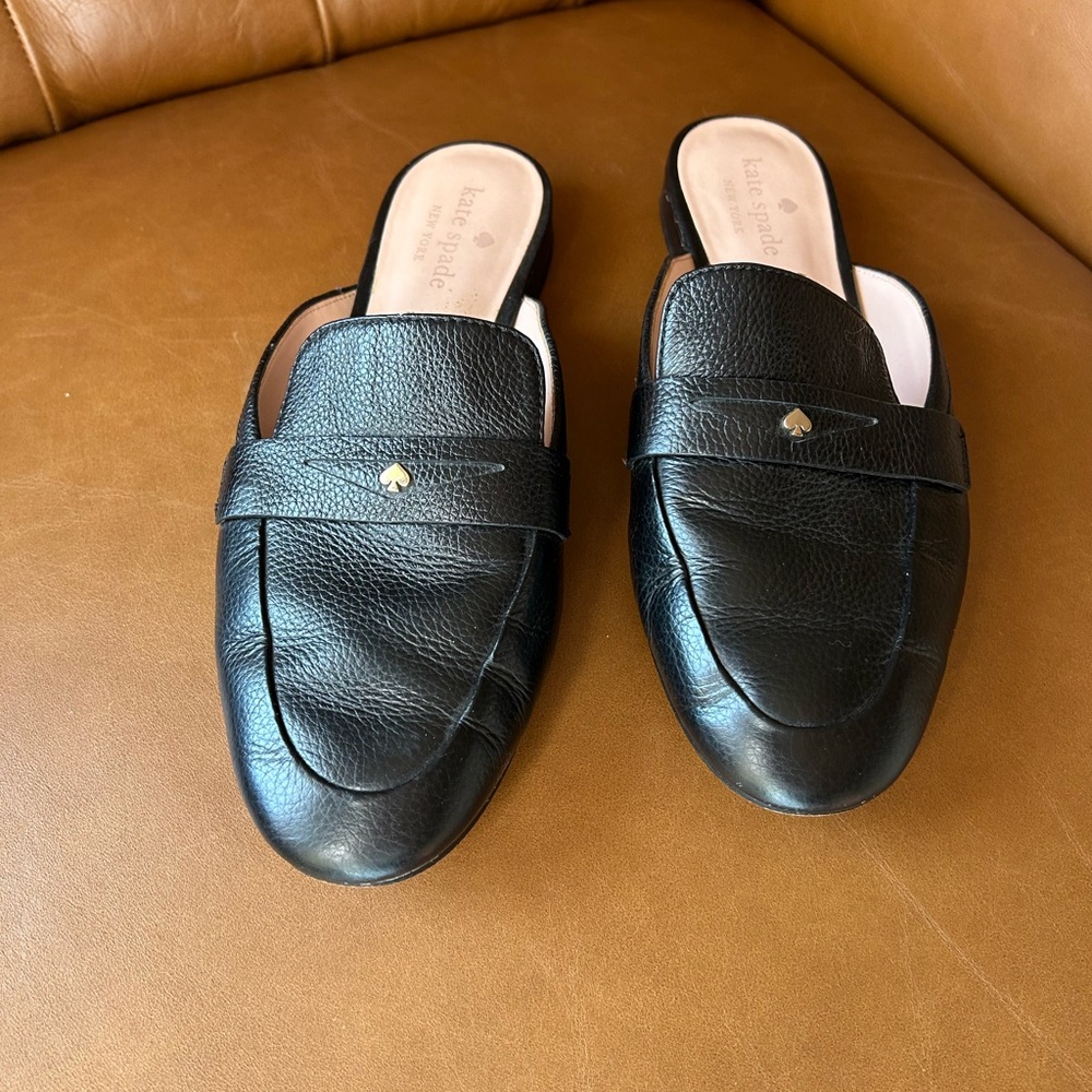 Kate Spade Black Leather Slip-On Loafers